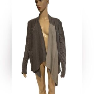 Saturday Sunday Cardigan Brown Mixed Media Waterfall Boho Open